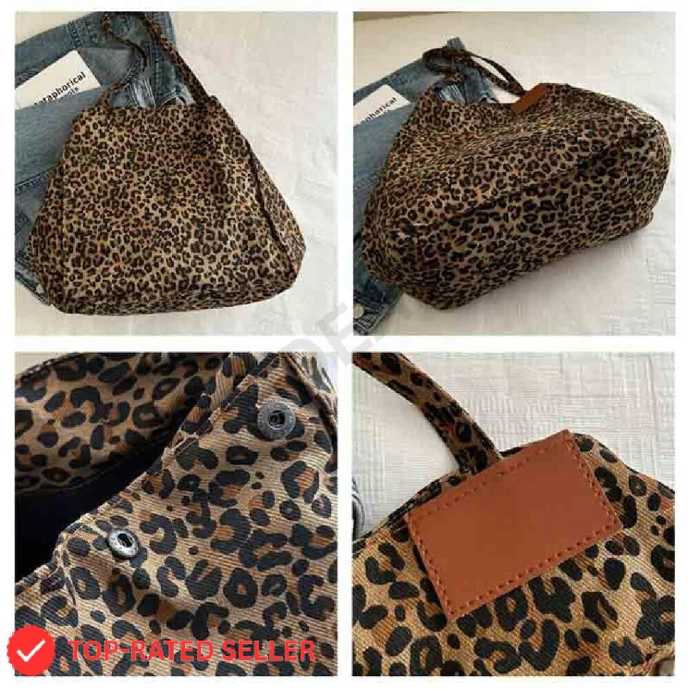 Leopard Print Canvas Tote Bag Large Capacity Cros… - image 6
